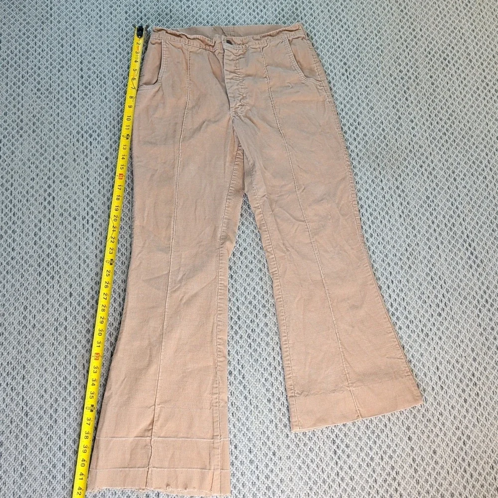 VTG Corduroy Bell Bottoms LIBERTY Tan 70s W30 Bell Flare Hippie Talon Pants RARE